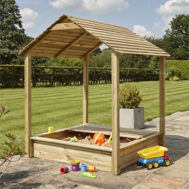 Rowlinson Parkland Sandpit - Pressure Treated, Boarded Lid, Roof Canopy